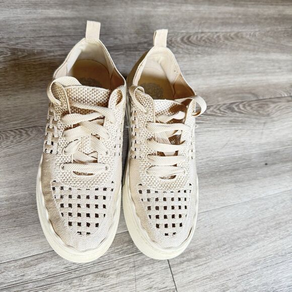 Vince Camuto Jamminna Sneakers Women's Size 6M Summer Knit Golden Platform Bone - Picture 4 of 8
